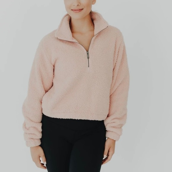 DYI Tranquil 1/2 Zip Fuzzy Fleece Pullover in Blush - Picture 2 of 10